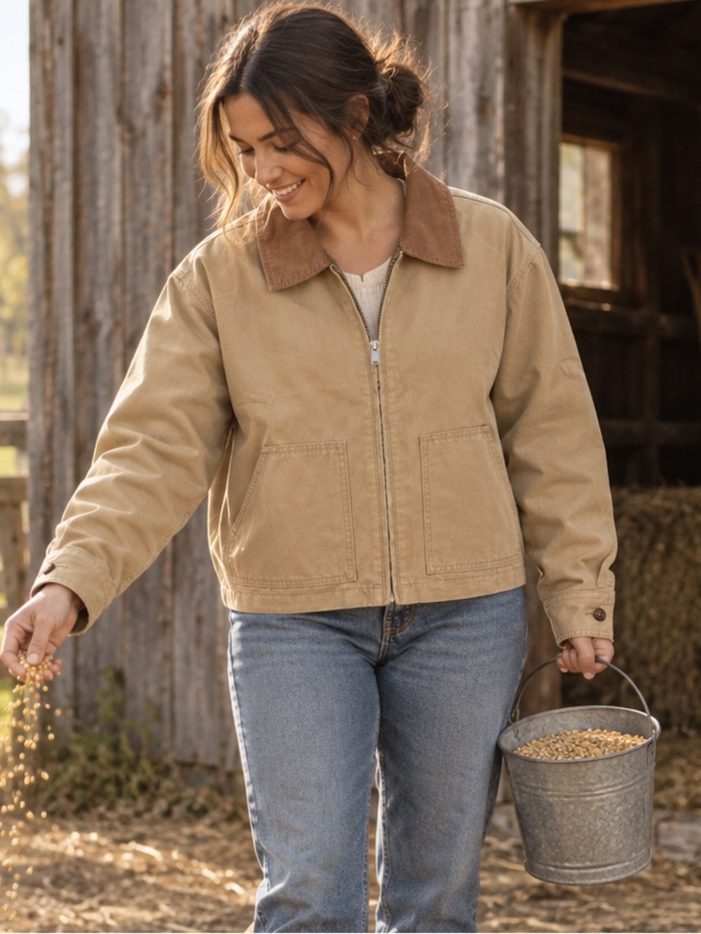 Gap Women’s Relaxed Cropped Canvas Barn Jacket Mojave Brown New With Tags XL